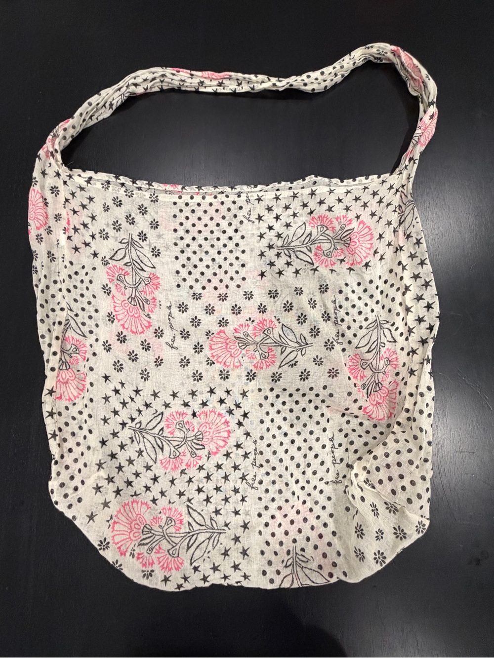 Free People Cream Shoulder Bag with Pink Floral Print